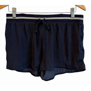 Aerie Silky Pajama Bottom Sleep Shorts Womens Size Medium Navy Blue Lounge Angel